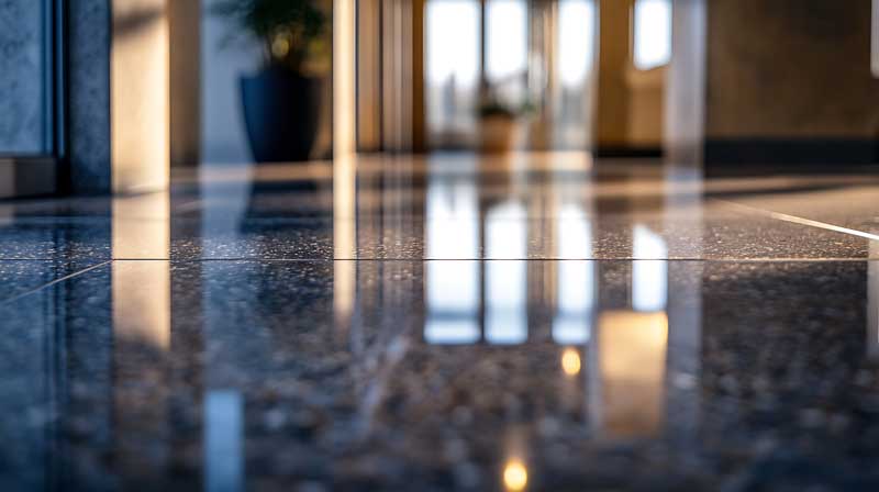 Professional floor cleaner with scrubbing equipment